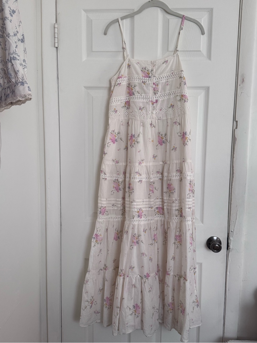 Universal Thread Cream Floral Lace-Trim Maxi Sundress